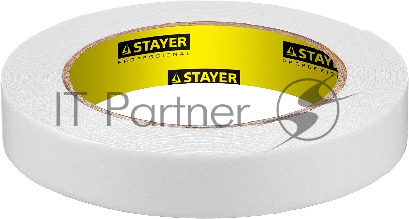 Двухсторонняя клейкая лента на вспененной основе, STAYER Professional 12231-19-05, белая, 19мм х 5м