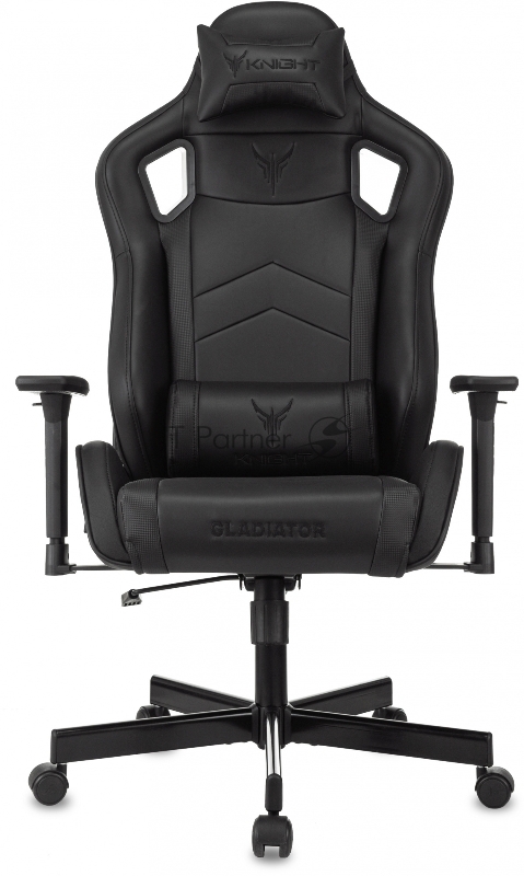 Кресло игровое Knight Gladiator черный эко.кожа крестов. металл