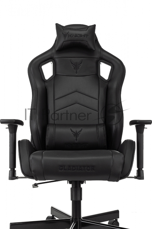 Кресло игровое Knight Gladiator черный эко.кожа крестов. металл