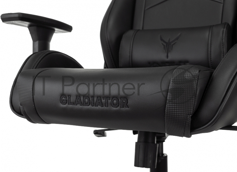 Кресло игровое Knight Gladiator черный эко.кожа крестов. металл