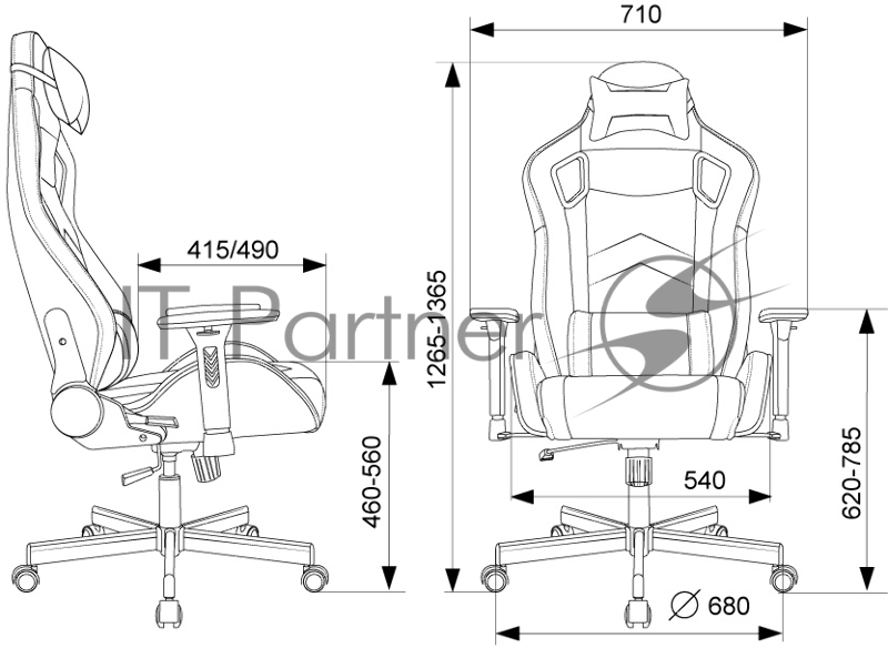 Кресло игровое Knight Gladiator черный эко.кожа крестов. металл