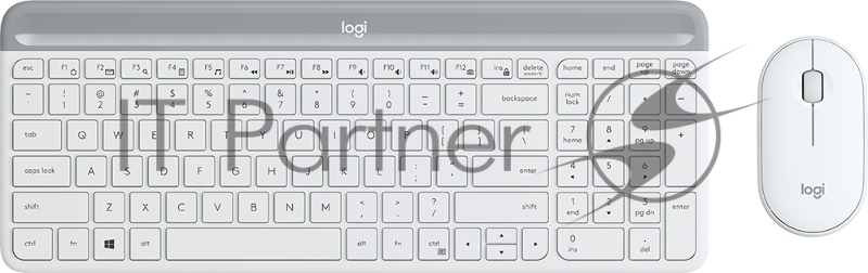 Клавиатура + мышь Logitech Combo MK470 клав:белый/серый мышь:белый USB беспроводная slim