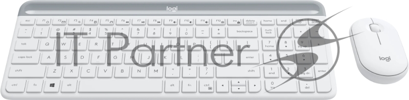Клавиатура + мышь Logitech Combo MK470 клав:белый/серый мышь:белый USB беспроводная slim