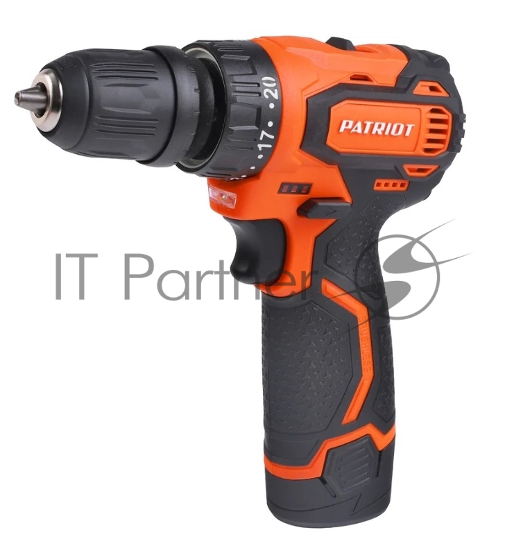 Дрель-шуруповерт аккумуляторная PATRIOT BR 369Li, две АКБ Li-Ion, 12В, 2,0 Ач, 35Нм, Съемный патрон, 1/4 HEX, 2 скорости, кейс, БЕСЩЕТОЧНЫЙ ЭД