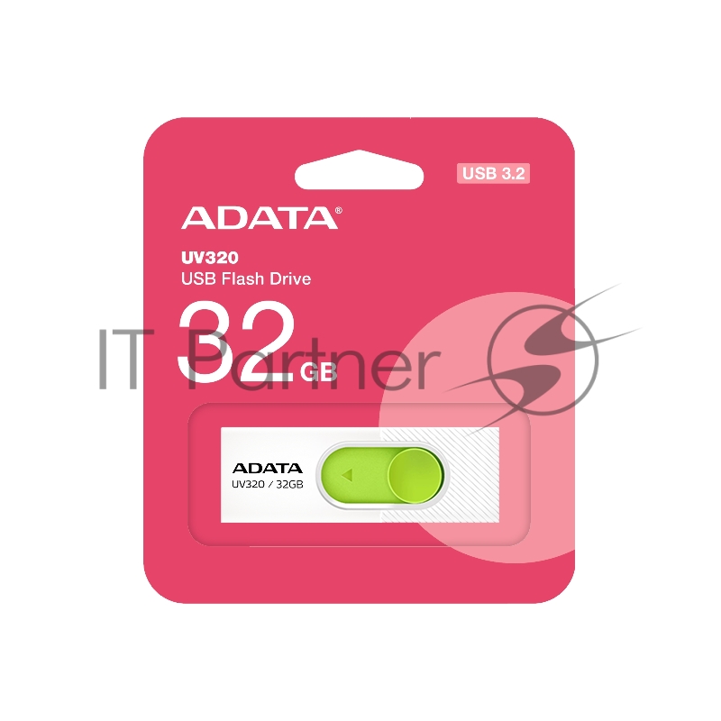 Флеш накопитель 32GB A-DATA UV320, USB 3.2, белый/зеленый
