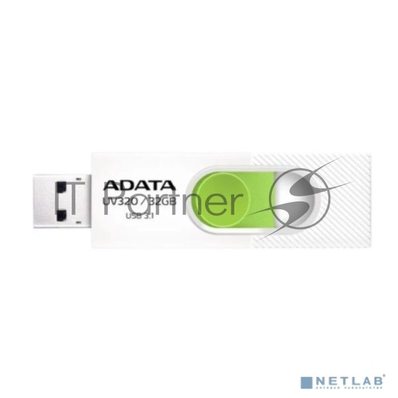 Флеш накопитель 32GB A-DATA UV320, USB 3.2, белый/зеленый