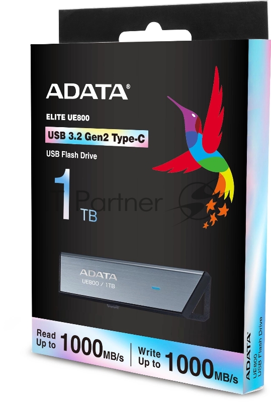 Флеш накопитель 1TB A-DATA Elite UE800, USB 3.2/TypeC, Серый, металлич.1000/1000 Mb/s