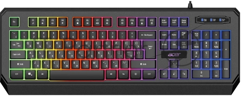 Клавиатура Acer OKW300 черный USB for gamer LED (ZL.KBDCC.019)