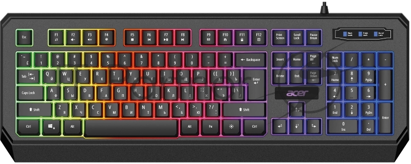 Клавиатура Acer OKW300 черный USB for gamer LED (ZL.KBDCC.019)