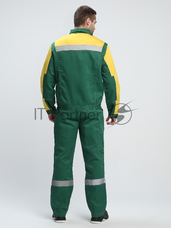 Костюм Сфера NEW (ткань Смесовая,210) полукомбинезон, зеленый/желтый, 48-50/ 182-188