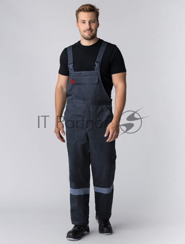 Костюм Сфера NEW (ткань Смесовая,210) полукомбинезон, темно-серый/красный, 52-54/ 170-176