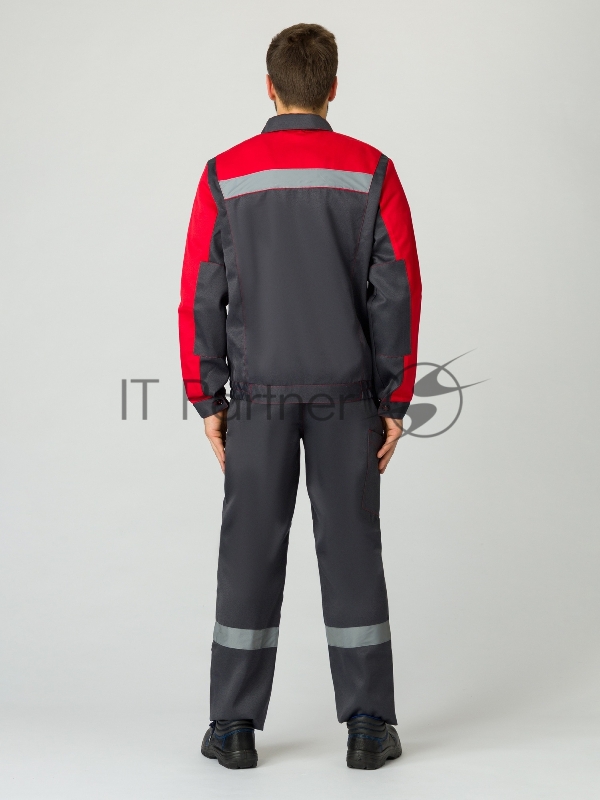 Костюм Сфера NEW (ткань Смесовая,210) полукомбинезон, темно-серый/красный, 52-54/ 170-176