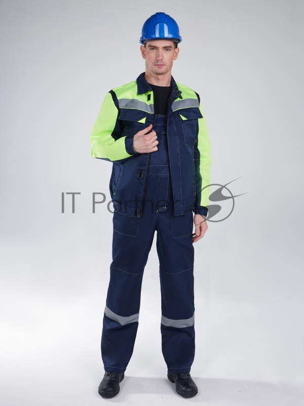 Костюм Сфера NEW (ткань Смесовая,210) полукомбинезон, темно-синий/лимонный, 56-58/ 170-176