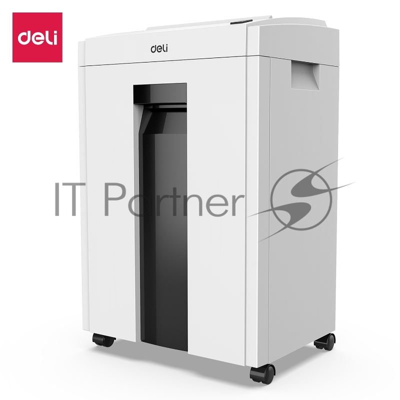 Шредер Deli E9952, DIN P-4 (4 ур-нь секр.), фрагмент 4х25мм, 10 лист, пл.карты/скрепки/скобы, 23 литра, белый.