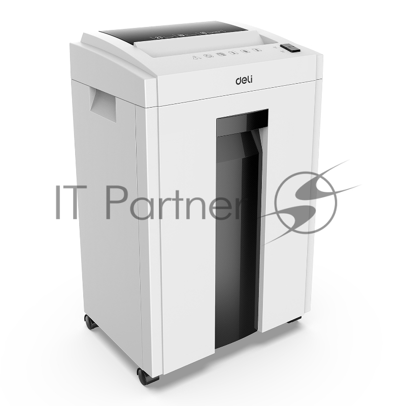 Шредер Deli E9952, DIN P-4 (4 ур-нь секр.), фрагмент 4х25мм, 10 лист, пл.карты/скрепки/скобы, 23 литра, белый.