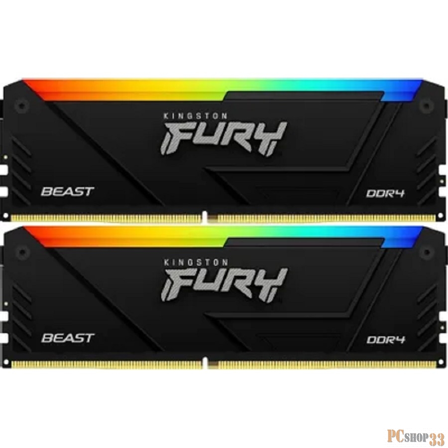 Память DDR4 2x16GB 3200MHz Kingston KF432C16BB2AK2/32 Fury Beast RGB RTL Gaming PC4-25600 CL16 DIMM 288-pin 1.35В kit single rank с радиатором Ret