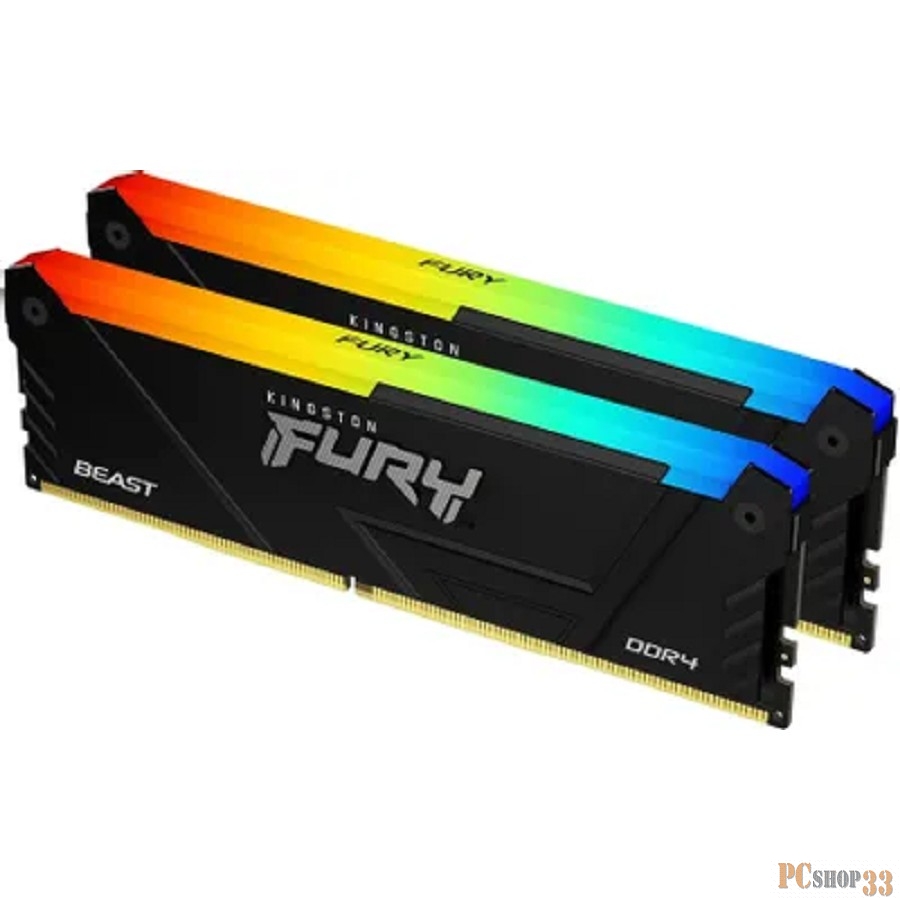 Память DDR4 2x16GB 3200MHz Kingston KF432C16BB2AK2/32 Fury Beast RGB RTL Gaming PC4-25600 CL16 DIMM 288-pin 1.35В kit single rank с радиатором Ret