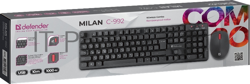 Клавиатура + мышка DEFENDER MILAN C-992 RU BLACK 45992