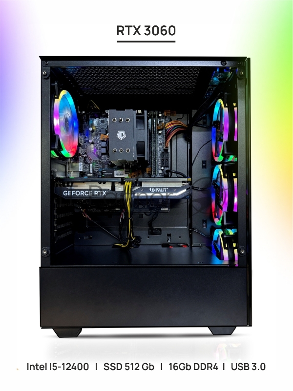 Игровой компьютер IT Premium i5-12400F/ 16 Gb DDR4/ H610/ SSD 512 Gb/ 700W/ RTX3060 12Gb/ Win10