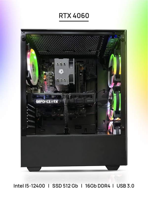 Игровой компьютер IT Premium i5-12400F / 16 Gb DDR4 / H610 / SSD 512 Gb / 600W / RTX4060 8Gb / Win10