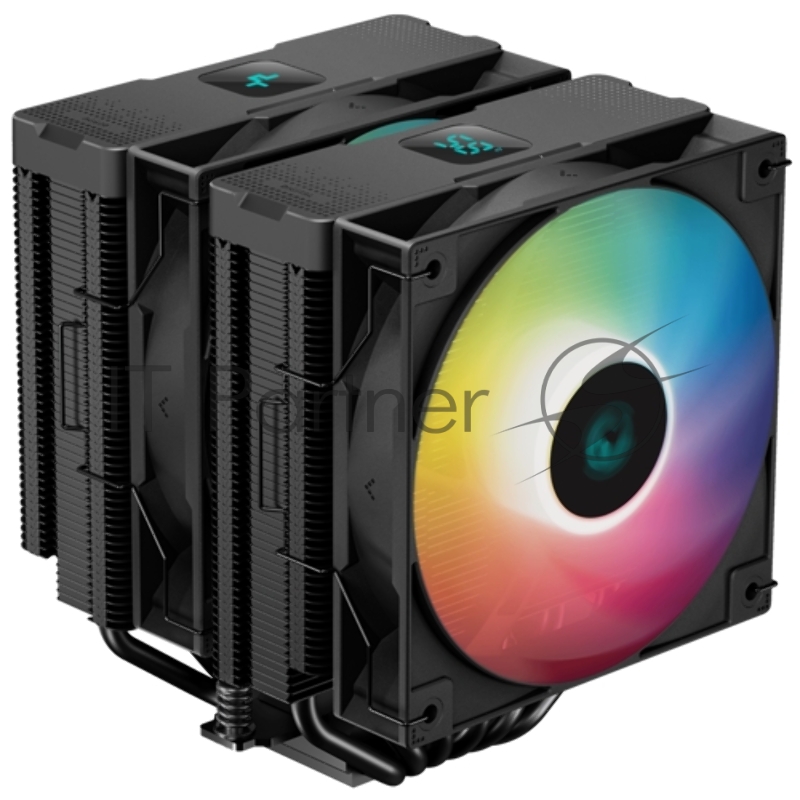 Кулер DEEPCOOL AG620 DIGITAL BK ARGB LGA1700/1200/115X/AM5/AM4 (8шт/кор, TDP 260W, PWM, DUAL Fan 120mm, 6 тепл. трубок, черный) RET