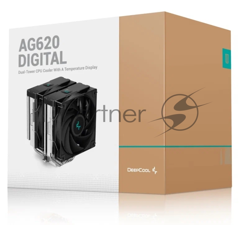 Кулер DEEPCOOL AG620 DIGITAL LGA1700/1200/115X/AM5/AM4 (8шт/кор, TDP 260W, PWM, DUAL Fan 120mm, 6 тепл. трубок, черный) RET