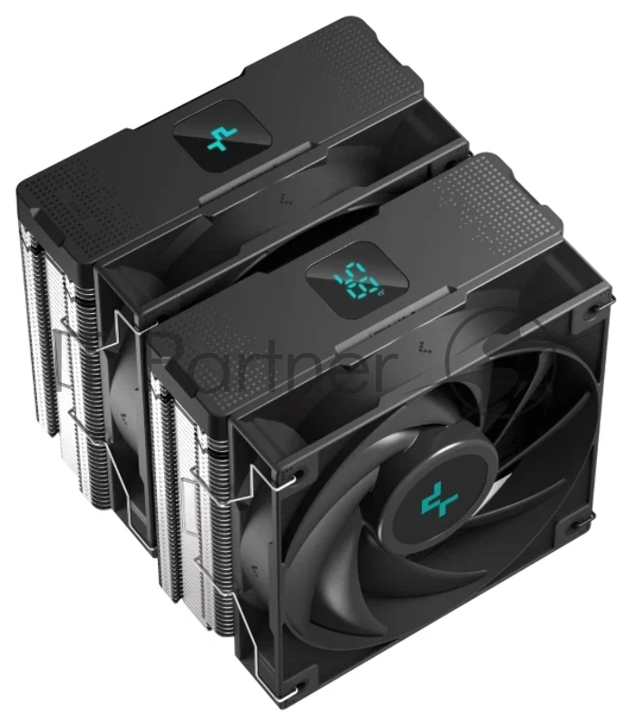 Кулер DEEPCOOL AG620 DIGITAL LGA1700/1200/115X/AM5/AM4 (8шт/кор, TDP 260W, PWM, DUAL Fan 120mm, 6 тепл. трубок, черный) RET