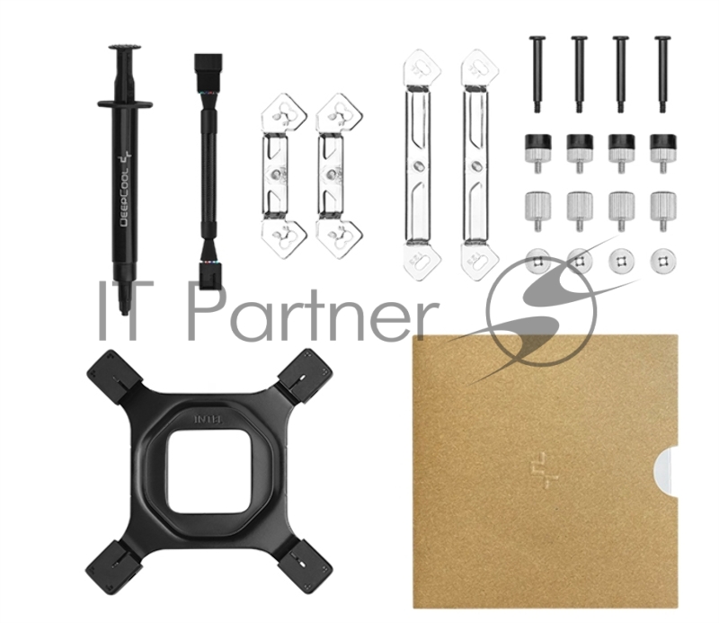 Кулер DEEPCOOL AN600 LGA1700/1200/115X/AM5/AM4 низкопрофильный 67mm (18шт/кор, TDP 180W, PWM, White LED Fan 120mm, 6 тепл. трубок, Copper Base, черный) RET