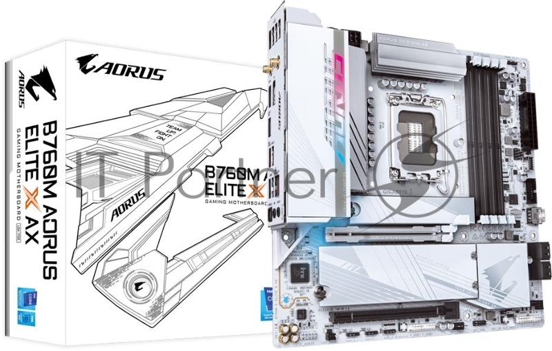 Материнская плата Gigabyte B760M A ELITE X AX (V1.1) Soc-1700 Intel B760 4xDDR5 mATX AC`97 8ch(7.1) 2.5Gg RAID+HDMI+DP