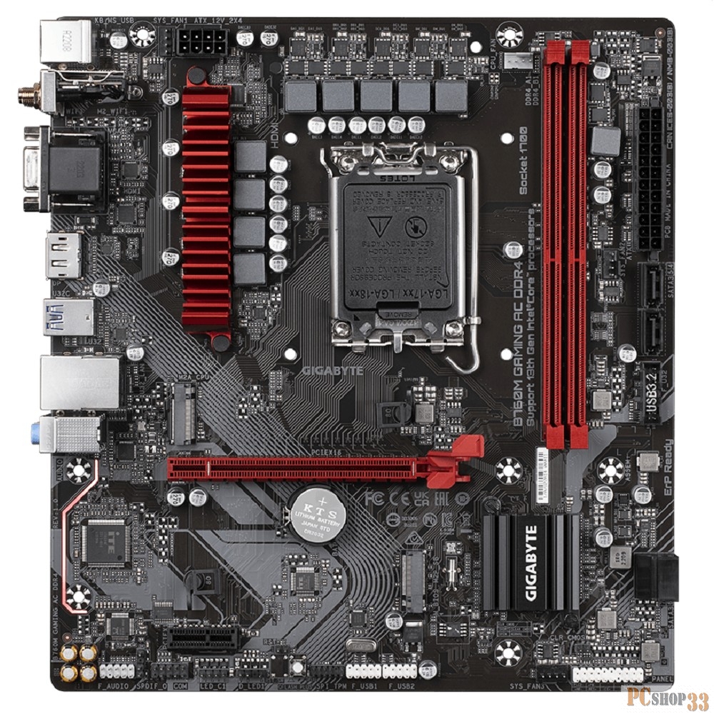 Материнская плата Gigabyte B760M GAMING AC DDR4 Soc-1700 Intel B760 2xDDR4 mATX AC`97 8ch(7.1) 2.5Gg RAID+VGA+HDMI+DP