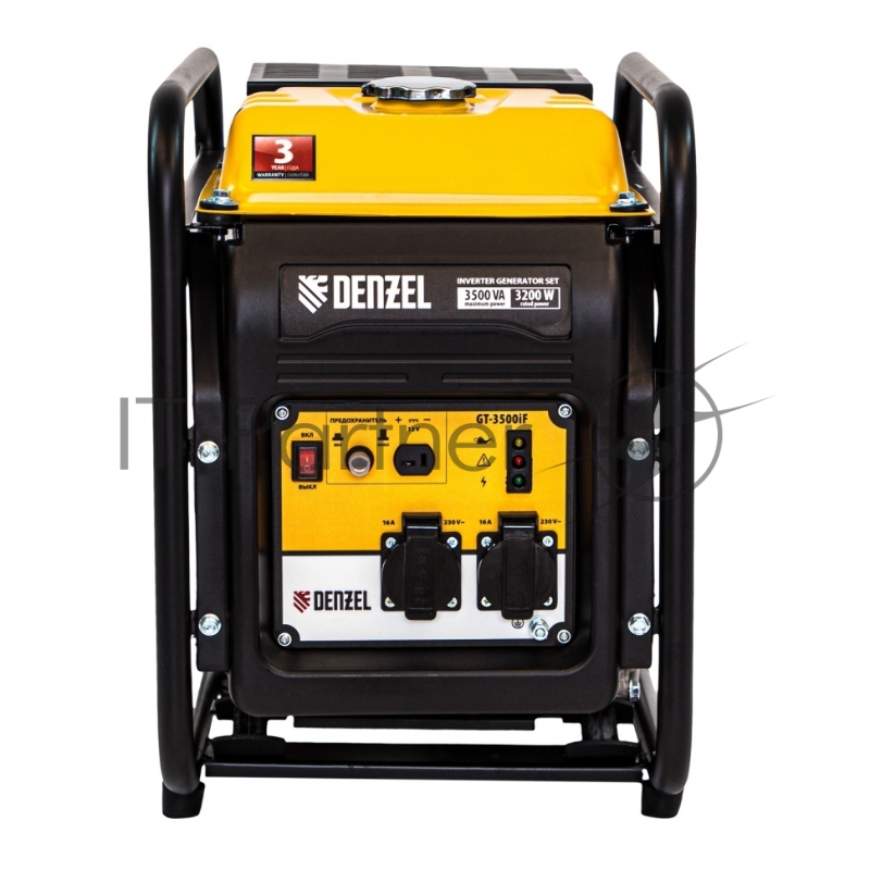 Denzel Генератор инверторный GT-3500iF, 3,5 кВт, 230 В, бак 5 л, открытый корпус 94705