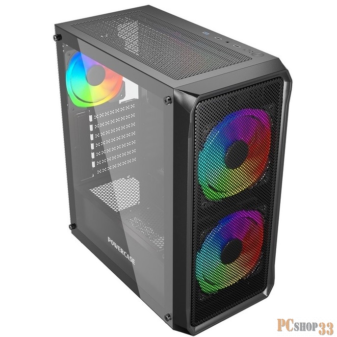 Корпус компьютерный Powercase Mistral Edge SE, Tempered Glass, 2x 140mm ARGB PWM+1x 120mm ARGB PWM, чёрный, ATX (CMSEB-A3)