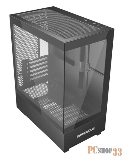 Корпус компьютерный Powercase Vision Micro M, Tempered Glass, чёрный, mATX (CVMMB-L0)
