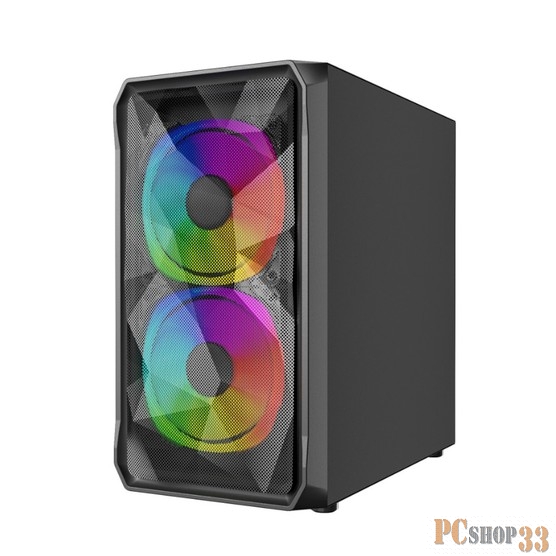 Корпус компьютерный Powercase Mistral Micro A3B ARGB, Tempered Glass, 2x 140mm ARGB PWM+1x 120mm ARGB PWM, чёрный, mATX (CMMAB-A3)