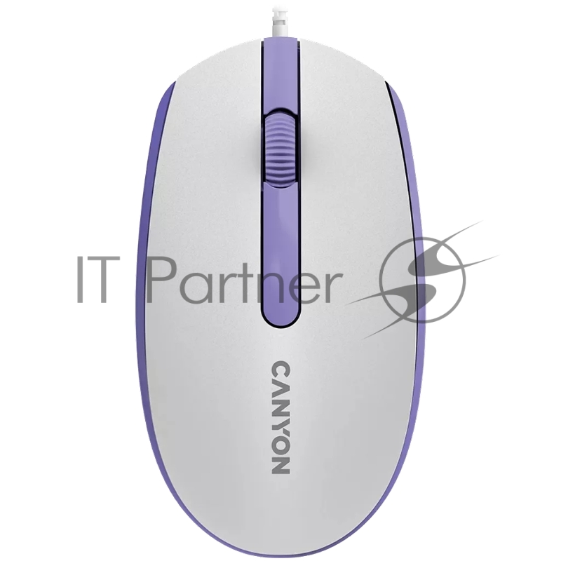Мышь Canyon Wired optical mouse with 3 buttons, DPI 1000, with 1.5M USB cable,White lavender, 65*115*40mm, 0.1kg