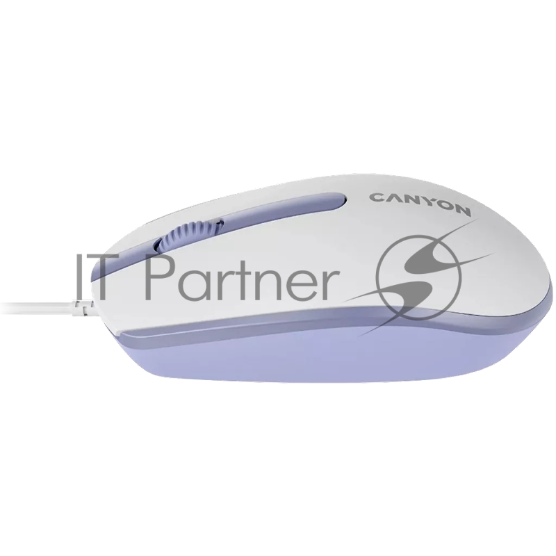 Мышь Canyon Wired optical mouse with 3 buttons, DPI 1000, with 1.5M USB cable,White lavender, 65*115*40mm, 0.1kg