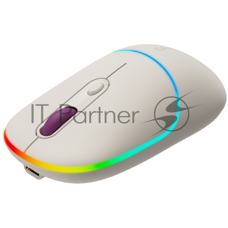 Мышь CANYON MW-22, 2 in 1 Wireless optical mouse with 4 buttons,Silent switch for right/left keys,DPI 800/1200/1600, 2 mode(BT/ 2.4GHz), 650mAh Li-poly battery,RGB backlight,Rice, cable length 0.8m, 110*62*34.2mm, 0.085kg