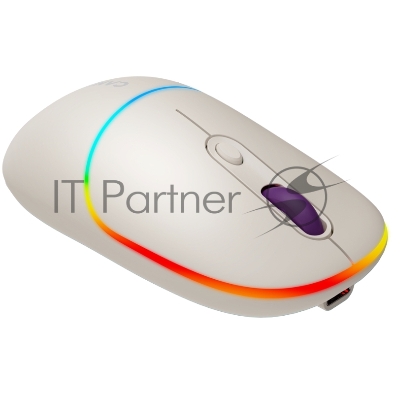 Мышь CANYON MW-22, 2 in 1 Wireless optical mouse with 4 buttons,Silent switch for right/left keys,DPI 800/1200/1600, 2 mode(BT/ 2.4GHz), 650mAh Li-poly battery,RGB backlight,Rice, cable length 0.8m, 110*62*34.2mm, 0.085kg