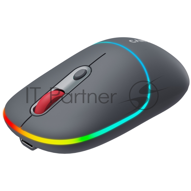 Мышь CANYON MW-22, 2 in 1 Wireless optical mouse with 4 buttons,Silent switch for right/left keys,DPI 800/1200/1600, 2 mode(BT/ 2.4GHz), 650mAh Li-poly battery,RGB backlight,Dark grey, cable length 0.8m, 110*62*34.2mm, 0.085kg