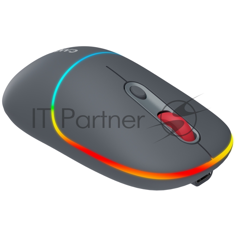 Мышь CANYON MW-22, 2 in 1 Wireless optical mouse with 4 buttons,Silent switch for right/left keys,DPI 800/1200/1600, 2 mode(BT/ 2.4GHz), 650mAh Li-poly battery,RGB backlight,Dark grey, cable length 0.8m, 110*62*34.2mm, 0.085kg