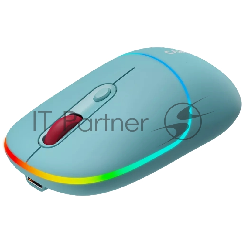 Мышь CANYON MW-22, 2 in 1 Wireless optical mouse with 4 buttons,Silent switch for right/left keys,DPI 800/1200/1600, 2 mode(BT/ 2.4GHz), 650mAh Li-poly battery,RGB backlight,Dark cyan, cable length 0.8m, 110*62*34.2mm, 0.085kg