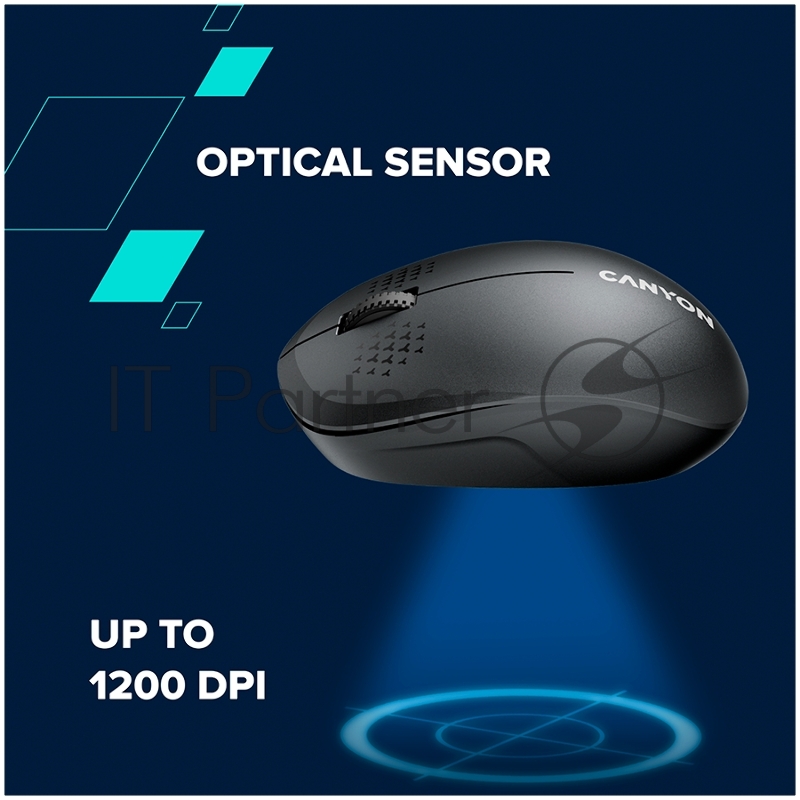 Мышь CANYON MW-04, Bluetooth Wireless optical mouse with 3 buttons, DPI 1200 , with1pc AA canyon turbo Alkaline battery,Black, 103*61*38.5mm, 0.047kg