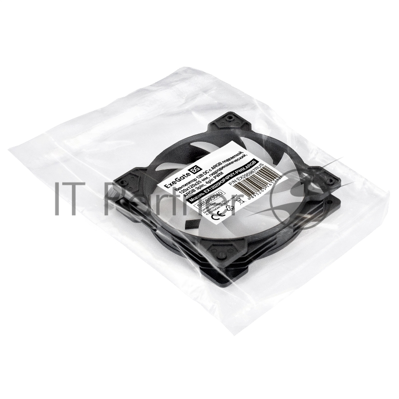 Вентилятор 12В DC с подсветкой ExeGate EX12025H3P4PMY-PWM.ARGB (120x120x25 мм, Hydraulic bearing (гидродинамический), 5V ARGB 3pin, 4pin PWM, 1200RPM, ARGB подсветка, 26dBA)