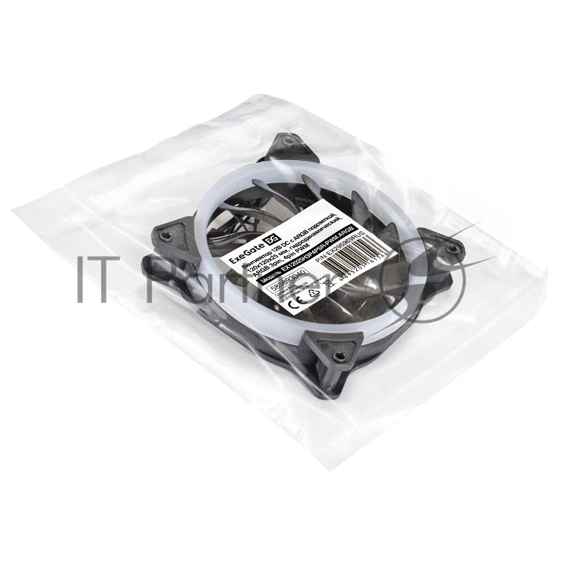 Вентилятор 12В DC с подсветкой ExeGate EX12025H3P4PSR-PWM.ARGB (120x120x25 мм, Hydraulic bearing (гидродинамический), 5V ARGB 3pin, 4pin PWM, 1200RPM, ARGB подсветка, 26dBA)