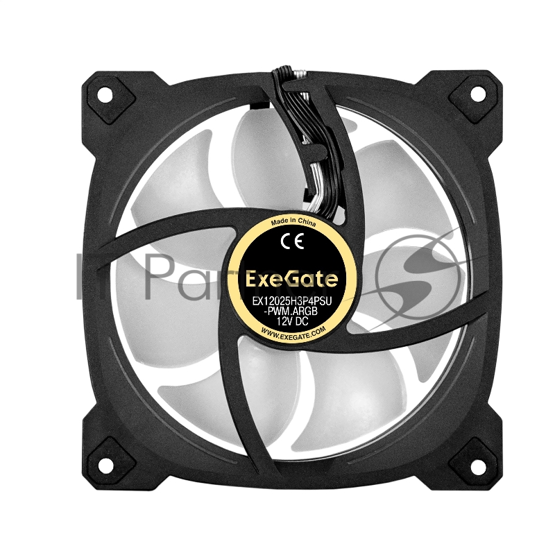 Вентилятор 12В DC с подсветкой ExeGate EX12025H3P4PSU-PWM.ARGB (120x120x25 мм, Hydraulic bearing (гидродинамический), 5V ARGB 3pin, 4pin PWM, 1200RPM, ARGB подсветка, 26dBA)