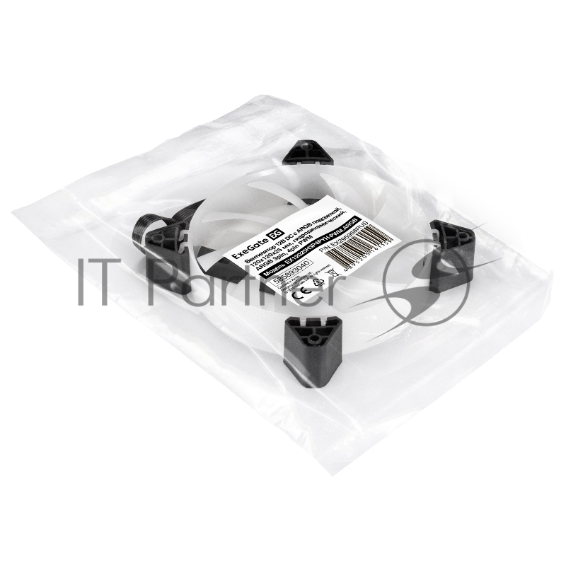 Вентилятор 12В DC с подсветкой ExeGate EX12025H3P4PYH-PWM.ARGB (120x120x25 мм, Hydraulic bearing (гидродинамический), 5V ARGB 3pin, 4pin PWM, 1200RPM, ARGB подсветка, 26dBA)