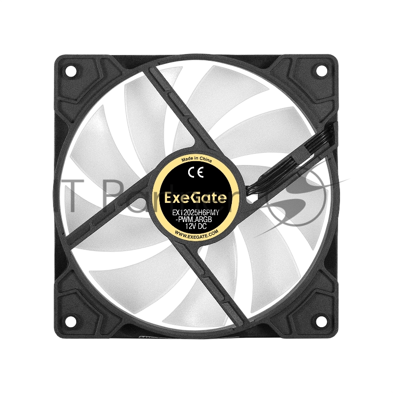 Вентилятор 12В DC с подсветкой ExeGate EX12025H6PMY-PWM.ARGB (120x120x25 мм, Hydraulic bearing (гидродинамический), 6pin, 1200RPM, ARGB подсветка, 33dBA)