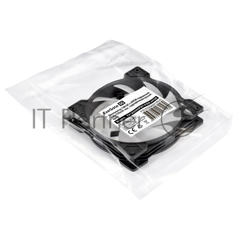 Вентилятор 12В DC с подсветкой ExeGate EX12025H6PMY-PWM.ARGB (120x120x25 мм, Hydraulic bearing (гидродинамический), 6pin, 1200RPM, ARGB подсветка, 33dBA)