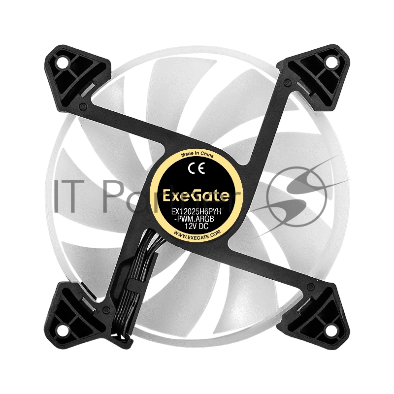 Вентилятор 12В DC с подсветкой ExeGate EX12025H6PYH-PWM.ARGB (120x120x25 мм, Hydraulic bearing (гидродинамический), 6pin, 1200RPM, ARGB подсветка, 33dBA)
