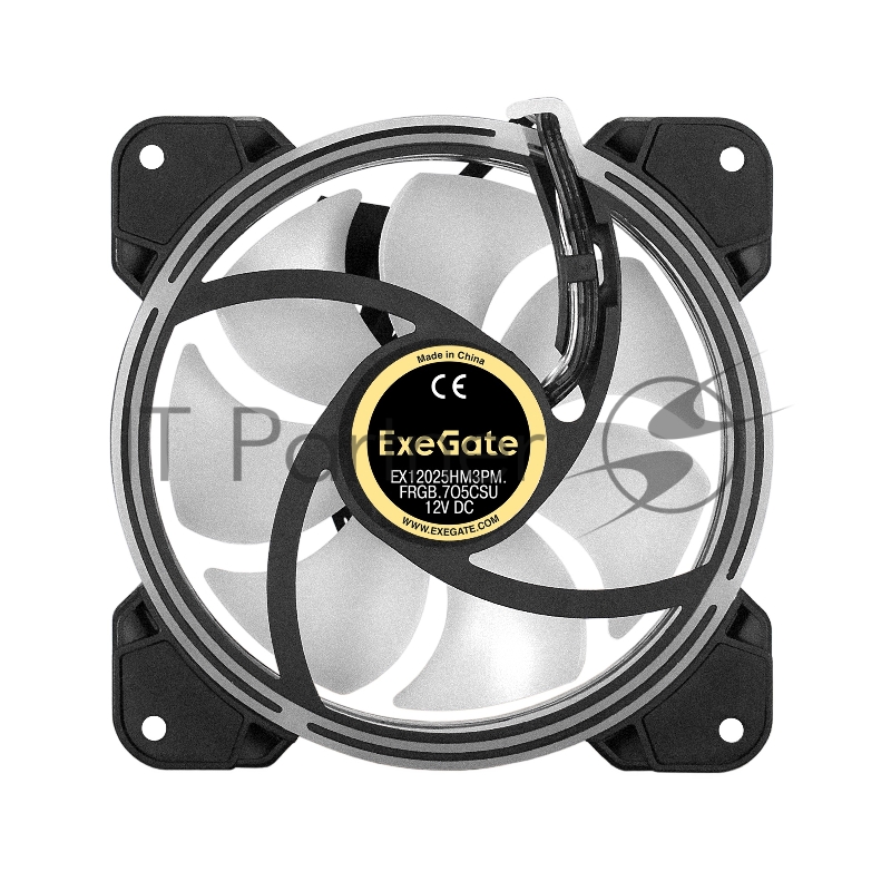 Вентилятор 12В DC с подсветкой ExeGate EX12025HM3PM.FRGB.7O5CSU (120x120x25 мм, Hydraulic bearing (гидродинамический), 3pin+Molex, FRGB подсветка, 24dBA)